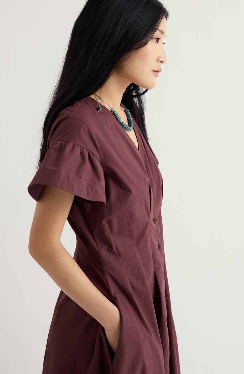 Seasalt Cornwall Kerthen Woods Organic Cotton Button-Up Midi Dress, Alternate, color, Cacao