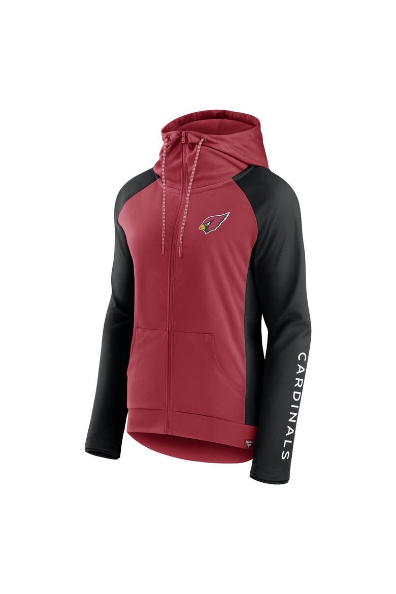 Women's Fanatics Branded Cardinal/Black Arizona Cardinals End Around Lightweight Raglan Full-Zip Hoodie Jacket, Alternate, color, Cardinal