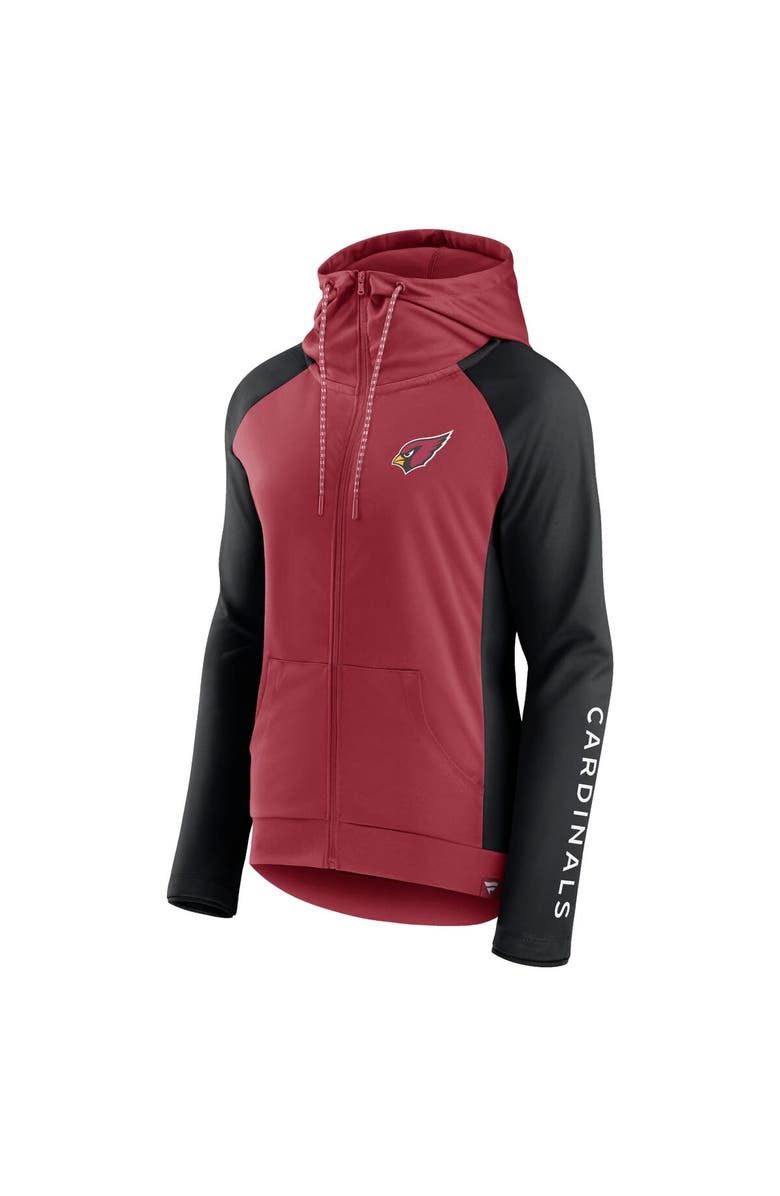 FANATICS Women's Fanatics Branded Cardinal/Black Arizona Cardinals End Around Lightweight Raglan Full-Zip Hoodie Jacket, Alternate, color, Cardinal