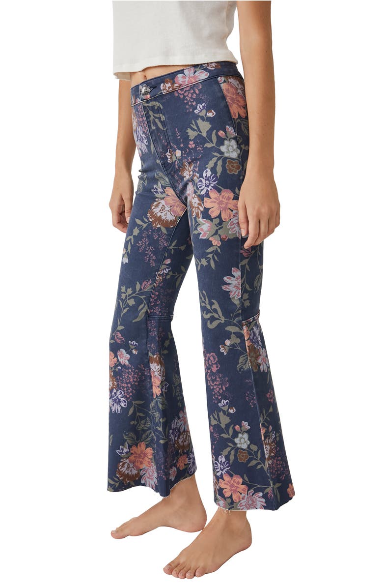 Free People Youthquake Printed Crop Flare Jeans, Alternate, color, 