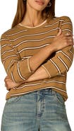 Wit & Wisdom Stripe Three Quarter Sleeve Crewneck Sweater