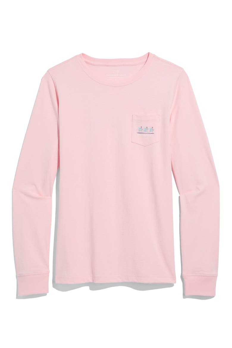 Long Sleeve Pocket Graphic Tee, Main, color, FLAMINGO