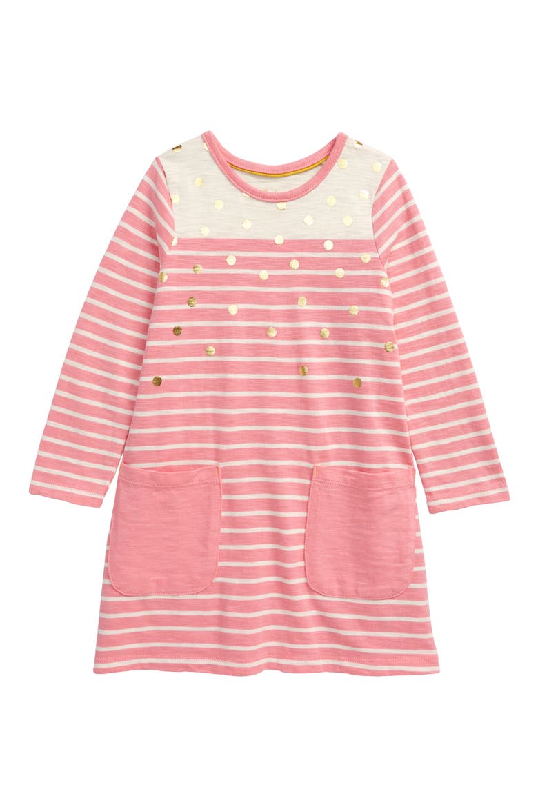 Kids' Fun Pocket Rainbow Jersey Dress, Main, color, PINK LEMONADE GOLD SPOT