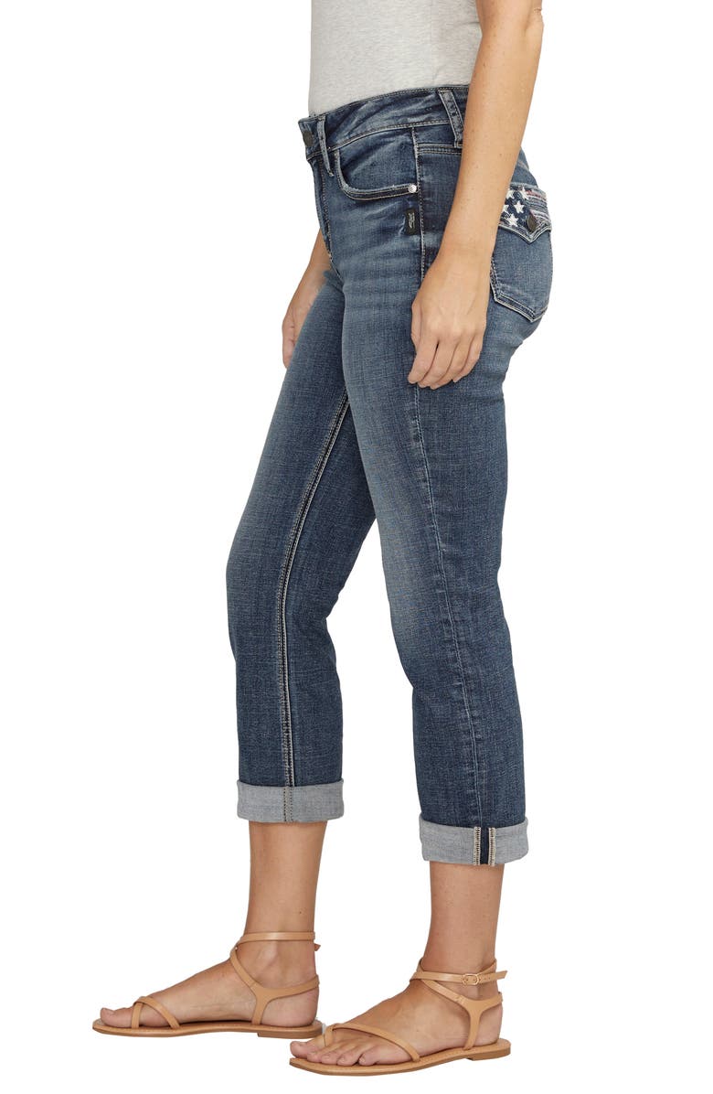 Silver Jeans Co. Suki Americana Mid Rise Capri Jeans, Alternate, color,