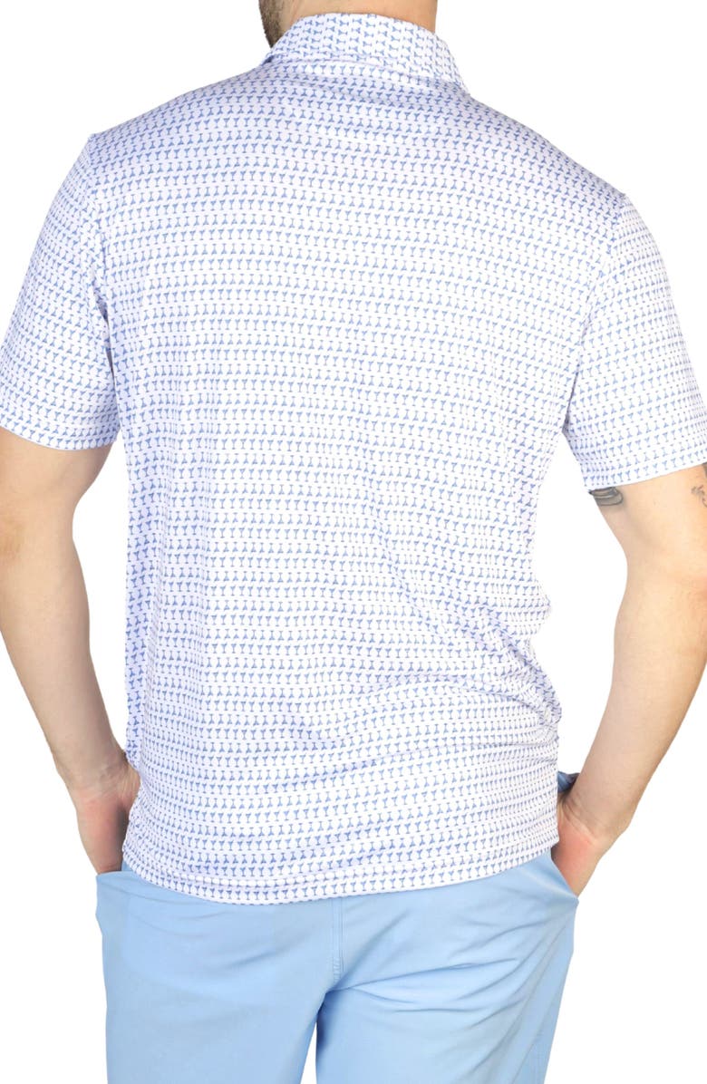 TailorByrd Martini Glasses Print Performance Polo, Alternate, color, White