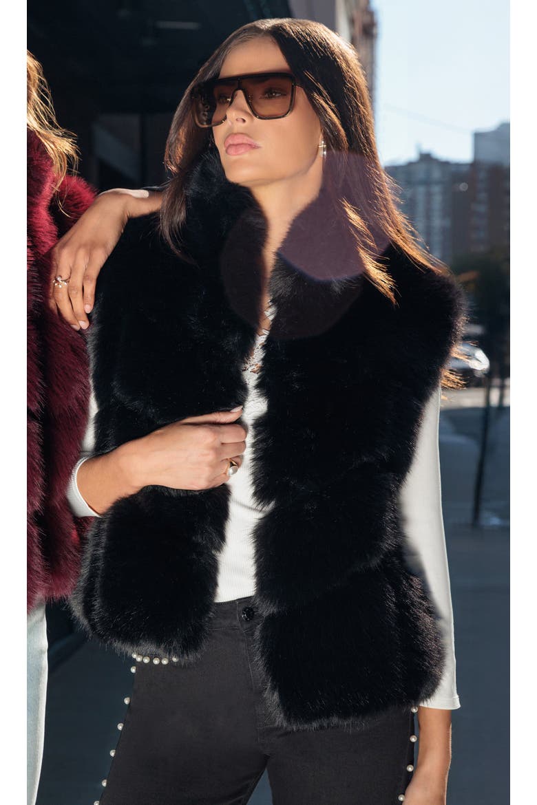 Rosario Faux Fur Vest, Alternate, color, Black