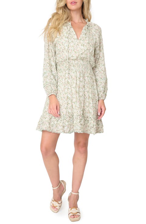 Wanderlust Pom Pom Trim Long Sleeve Dress