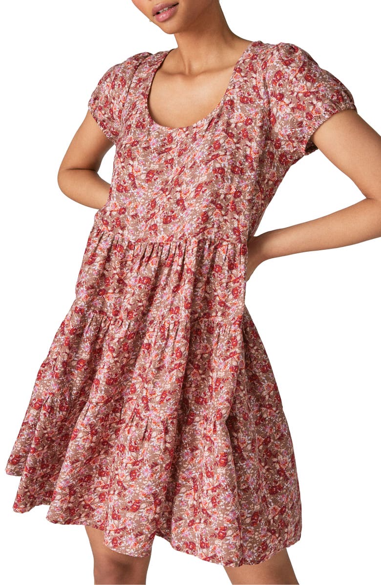 Lucky Brand Floral Print Tiered Babydoll Dress, Main, color, 
