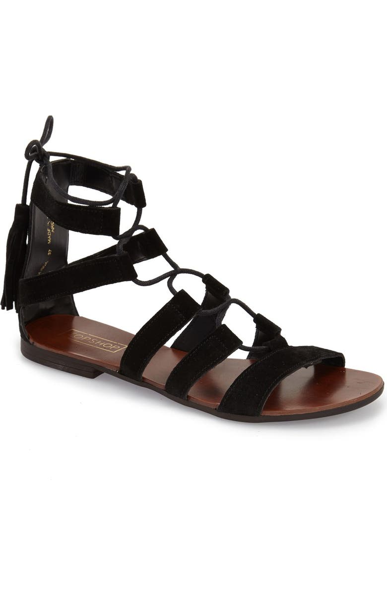 Topshop 'Hipster' Lace-Up Sandal, Main, color,