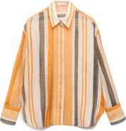 MANGO Striped Button-Up Shirt