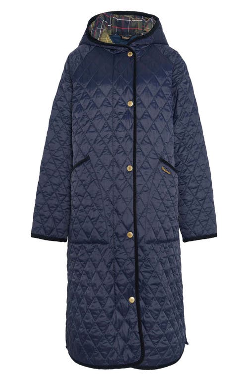 Barbour Harmby Hooded Quilted Coat In Blue