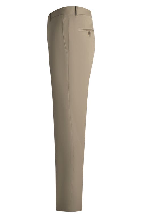 Samuelsohn Flat Front Straight Leg Wool Dress Pants In Taupe