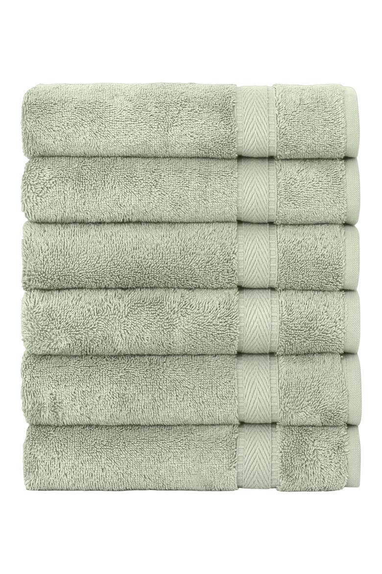 Sinemis Terry Hand Towels - Set of 6, Main, color, GREEN