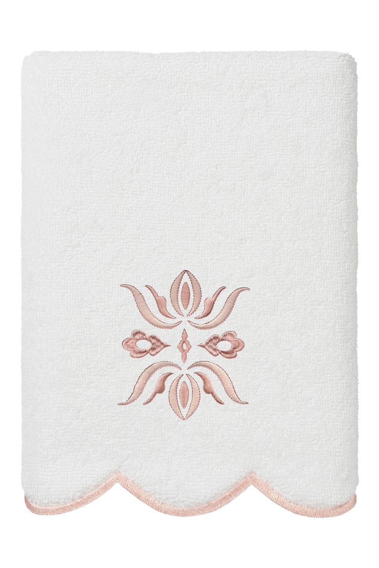 Flower Crest Scallop 6-Piece Bath Towel Set, Alternate, color, WHITE/ PINK