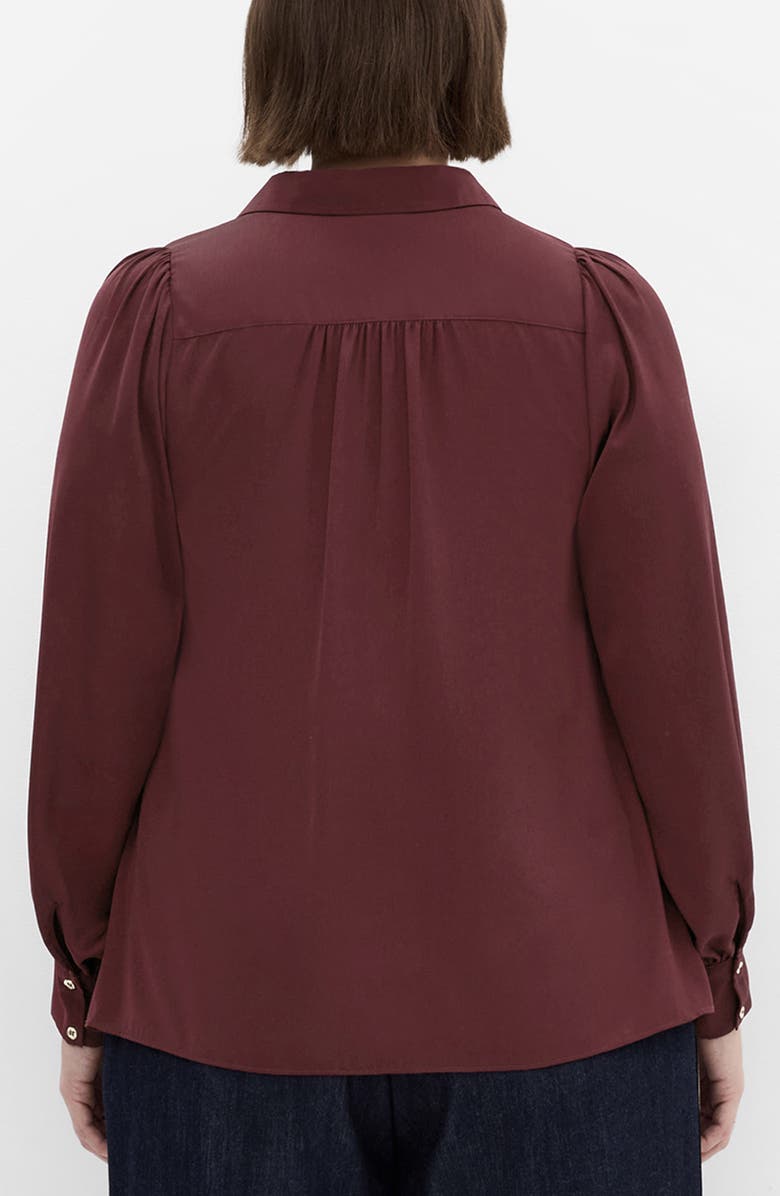 City Chic Jennifer Johnny Collar Button-Up Shirt, Alternate, color, Red