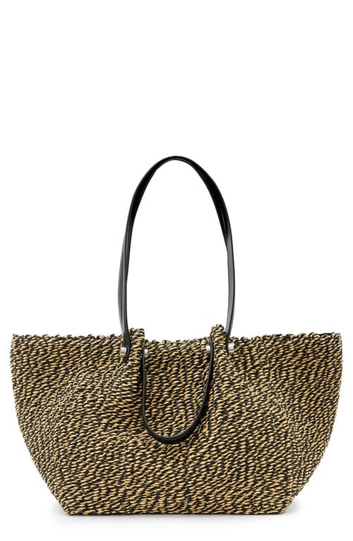 Allsaints Womens Black/natural Allington Straw Tote Bag In Black/natural