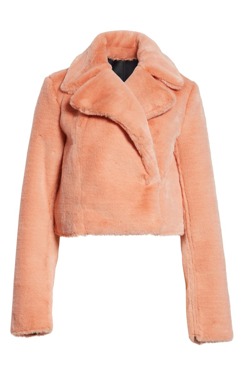 DVF Diane von Furstenberg Collared Faux Fur Jacket, Alternate, color,