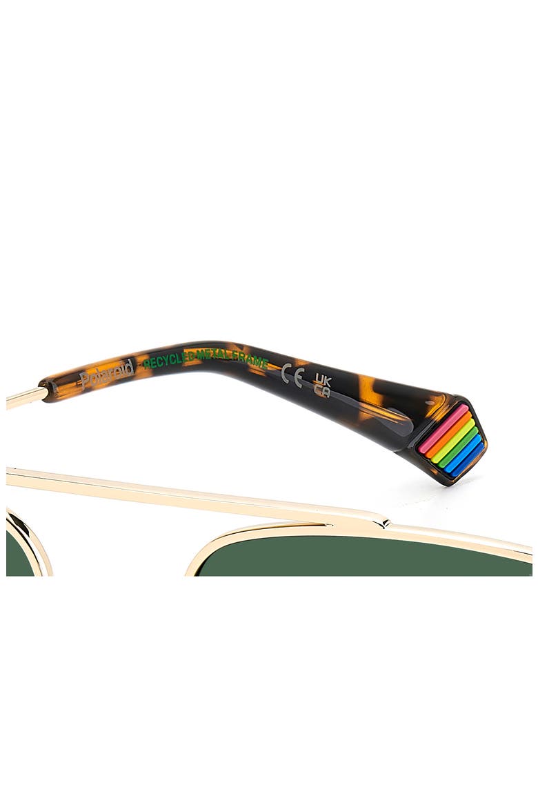 56mm Polarized Rectangular Sunglasses, Alternate, color, GOLD GREEN/ GREEN POLAR
