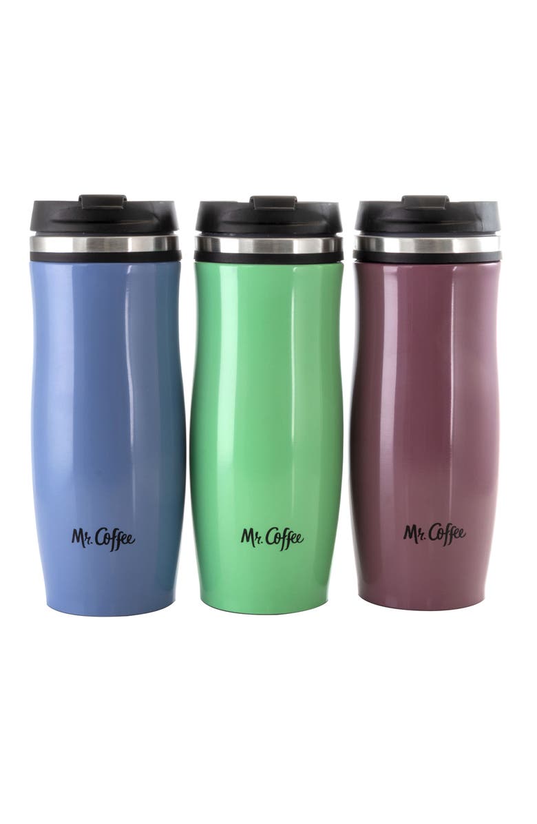 Mr. Coffee 12.5 Ounce Stainless Steel Insulated Thermal Travel Mug Set of 3, Main, color, Blue