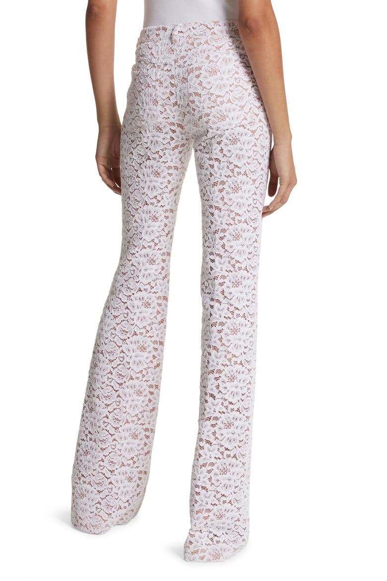 Floral Lace 5-Pocket Flare Leg Pants, Alternate, color, OPTIC WHITE