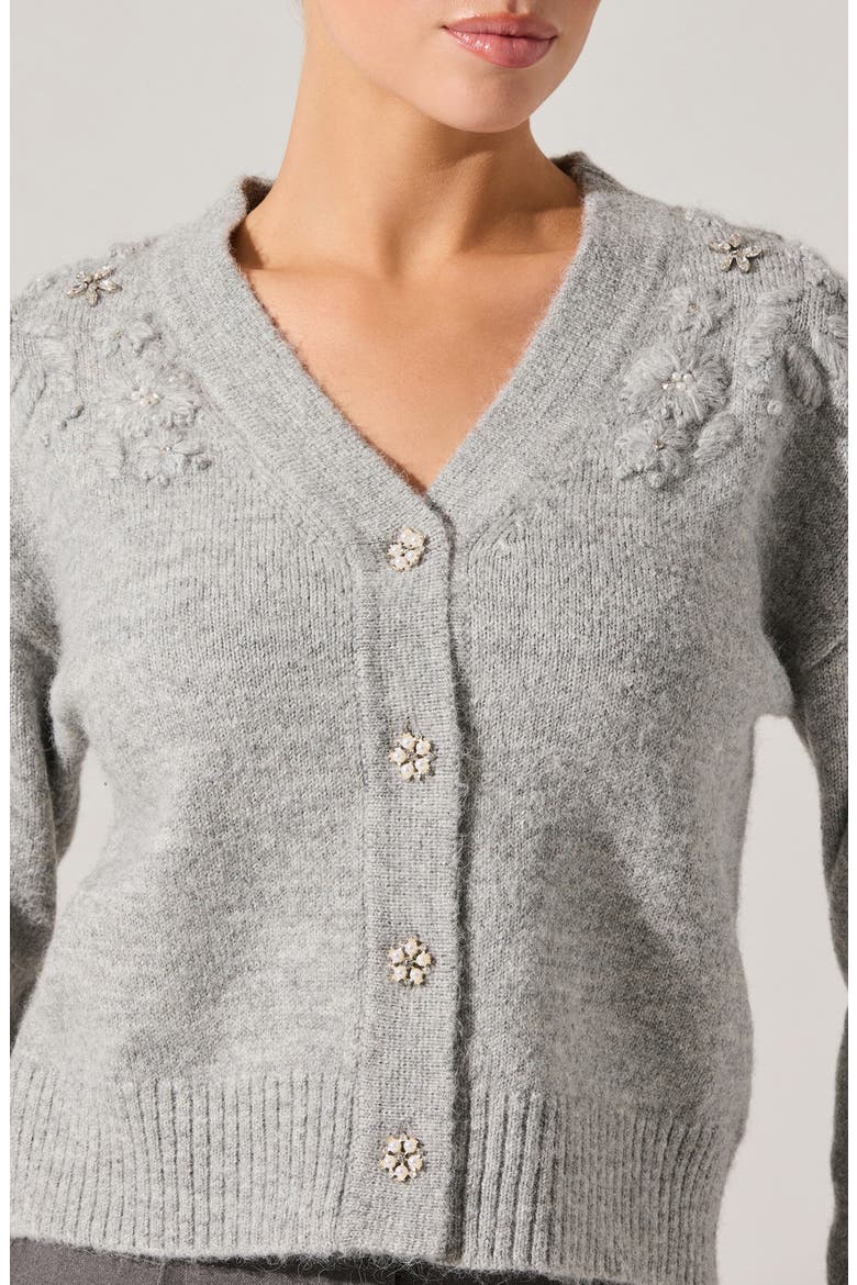 Susannah Embellished Cardigan, Alternate, color, LIGHT GREY