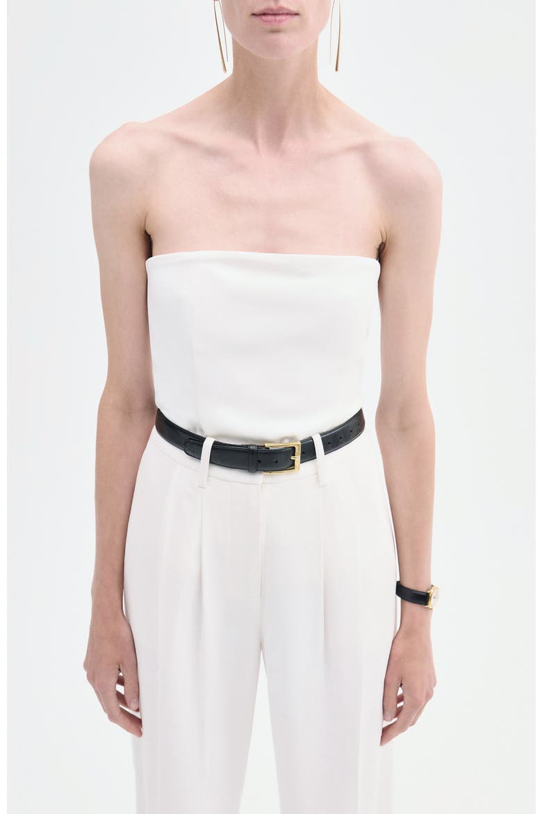 Strapless Bustier Top in Crepe, Alternate, color, Ivory