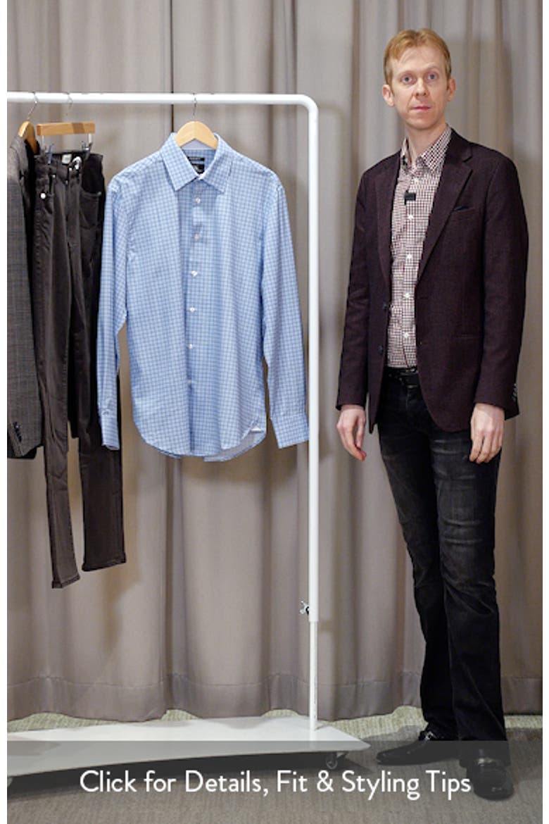 Regular Fit Blue Check Performance Dress Shirt video
