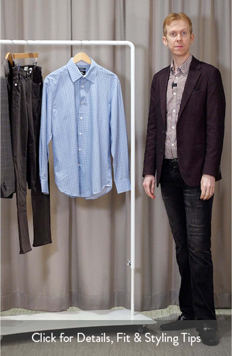 Regular Fit Blue Check Performance Dress Shirt, sales video thumbnail