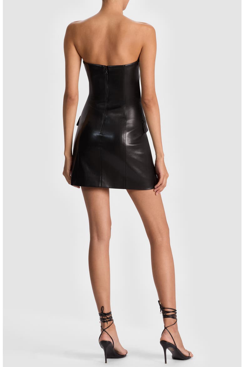 Madison Faux Leather Strapless Dress, Alternate, color, BLACK