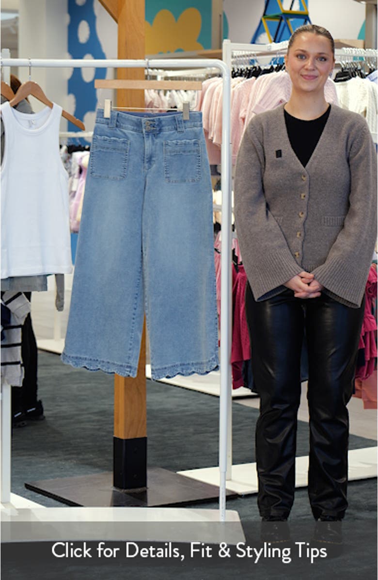 Scallop Patch Pocket High Waist Crop Wide Leg Jeans, sales video thumbnail