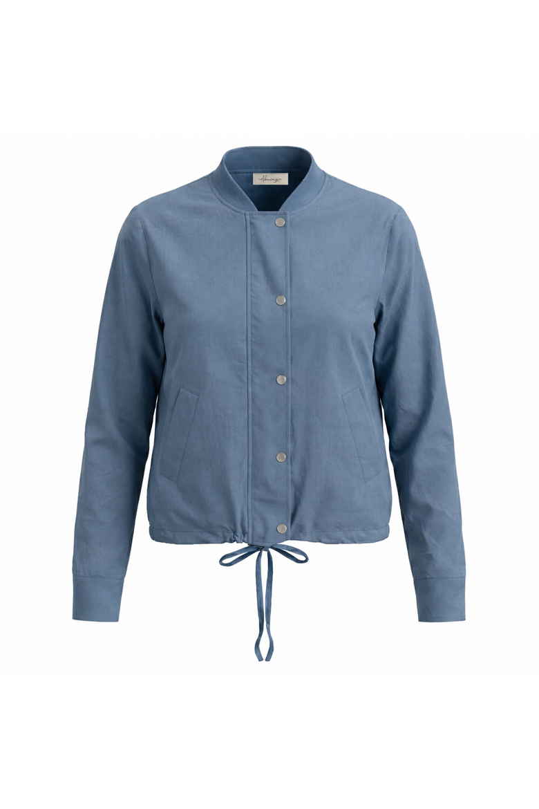 Cotton Snap Button Drawstring Hem Bomber Jacket, Main, color, Denim Blue