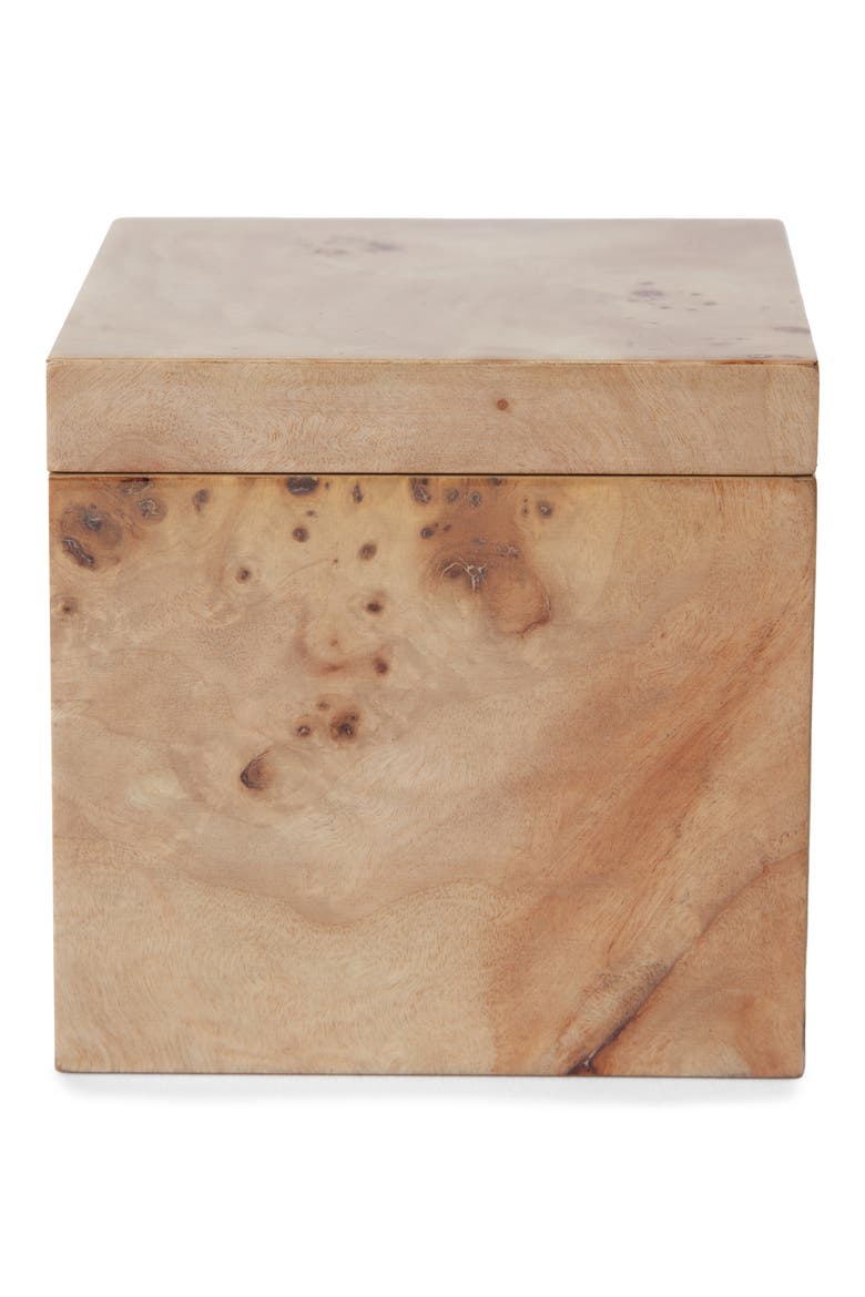 Mesa Burl Wood Cotton Ball Jar, Main, color, BURLED WOOD