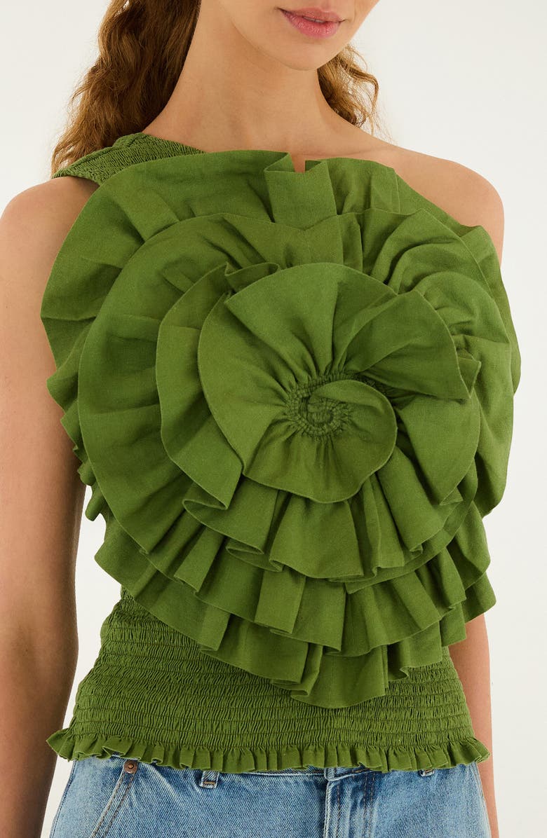 FARM Rio Floral One-Shoulder Top, Alternate, color, Green