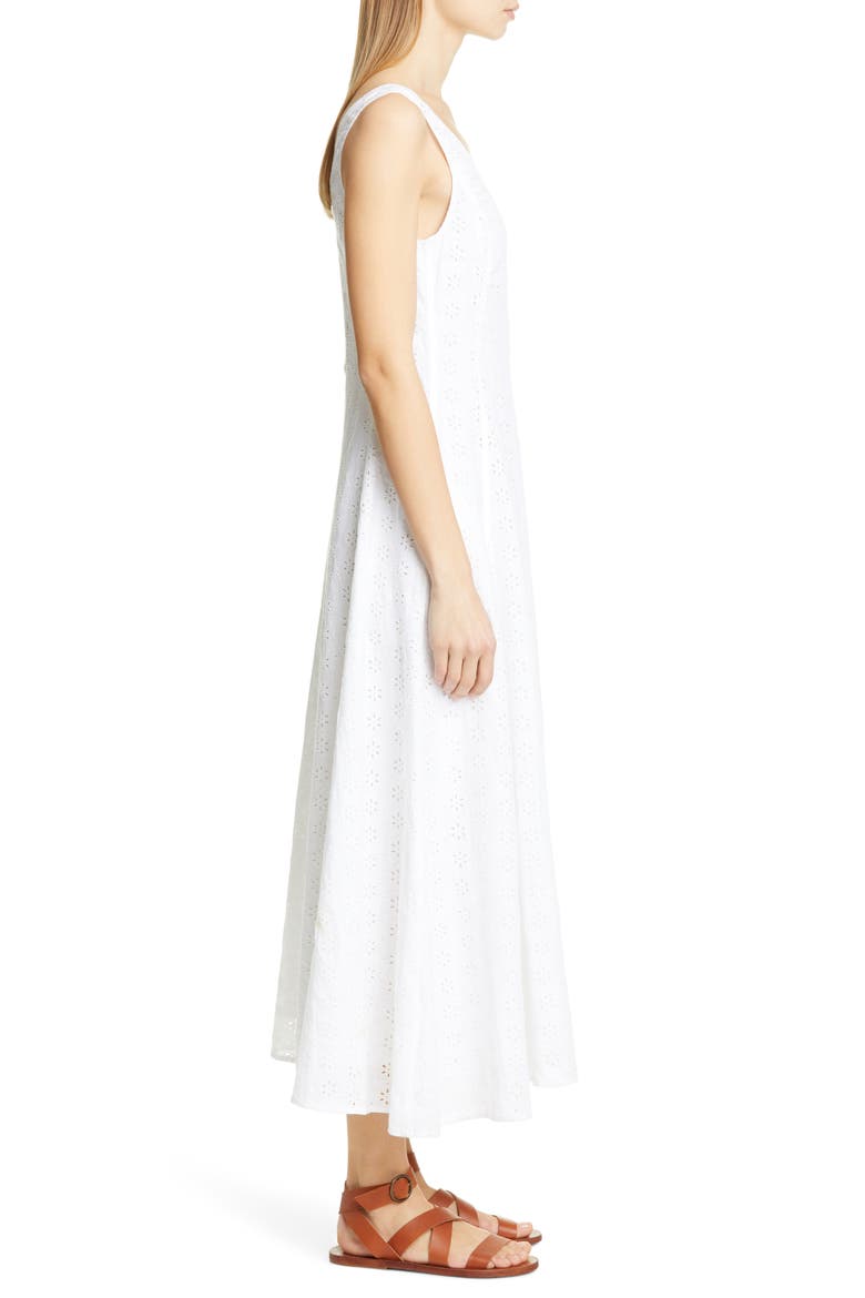 Eyelet Linen Maxi Dress, Alternate, color, WHITE