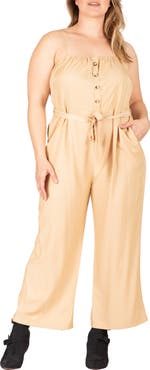 Standards & Practices Tie Waist Sleeveless Wide Leg Jumpsuit