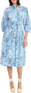 Maggy London Floral Three-Quarter Sleeve Shirtdress