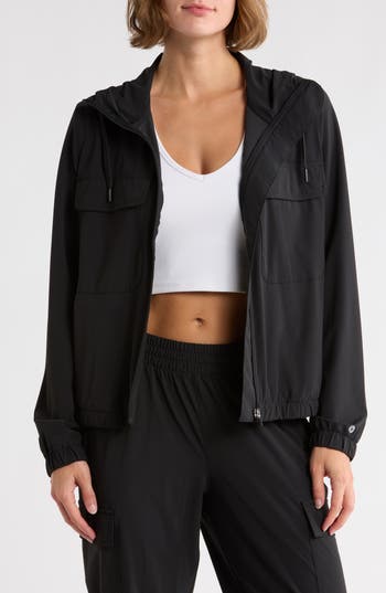 90 Degree By Reflex Warp Full Zip Hoodie In Black