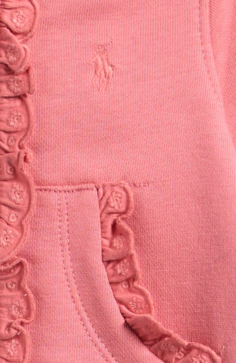 Ralph Lauren Ruffle French Terry Zip Hoodie & Joggers Set, Alternate, color, Desert Rose