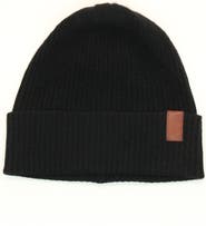 Portolano Cashmere beanie with leather tab