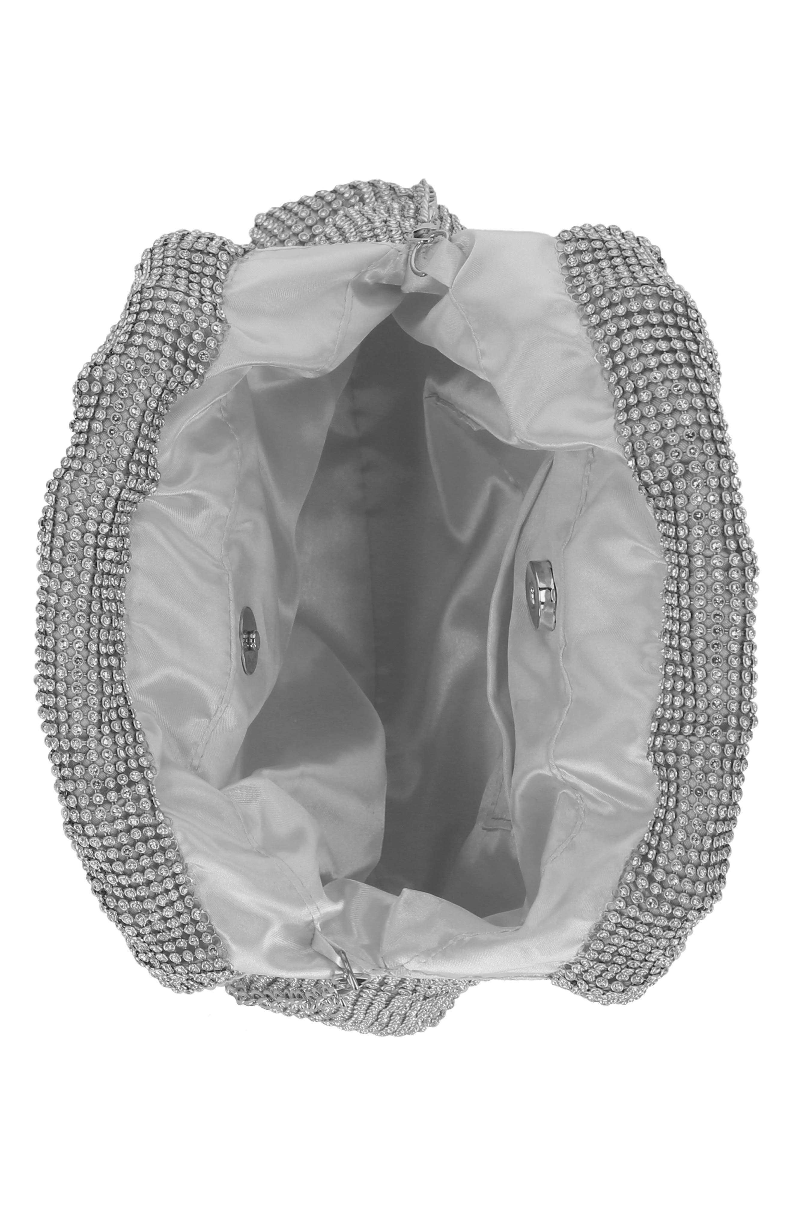 Jessica McClintock Jupiter Rhinestone Mesh Clutch, Alternate, color, 42N-Silver