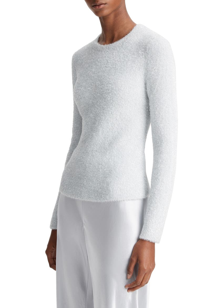 Eyelash Metallic Sweater, Alternate, color, OFF WHITE/SILVER