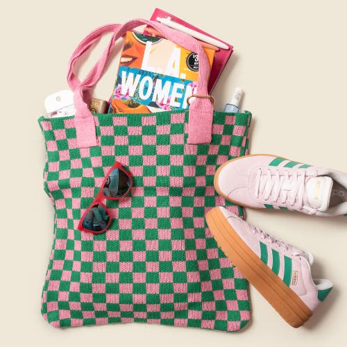 Casupo Checkered Sweater Tote Bag In Multi