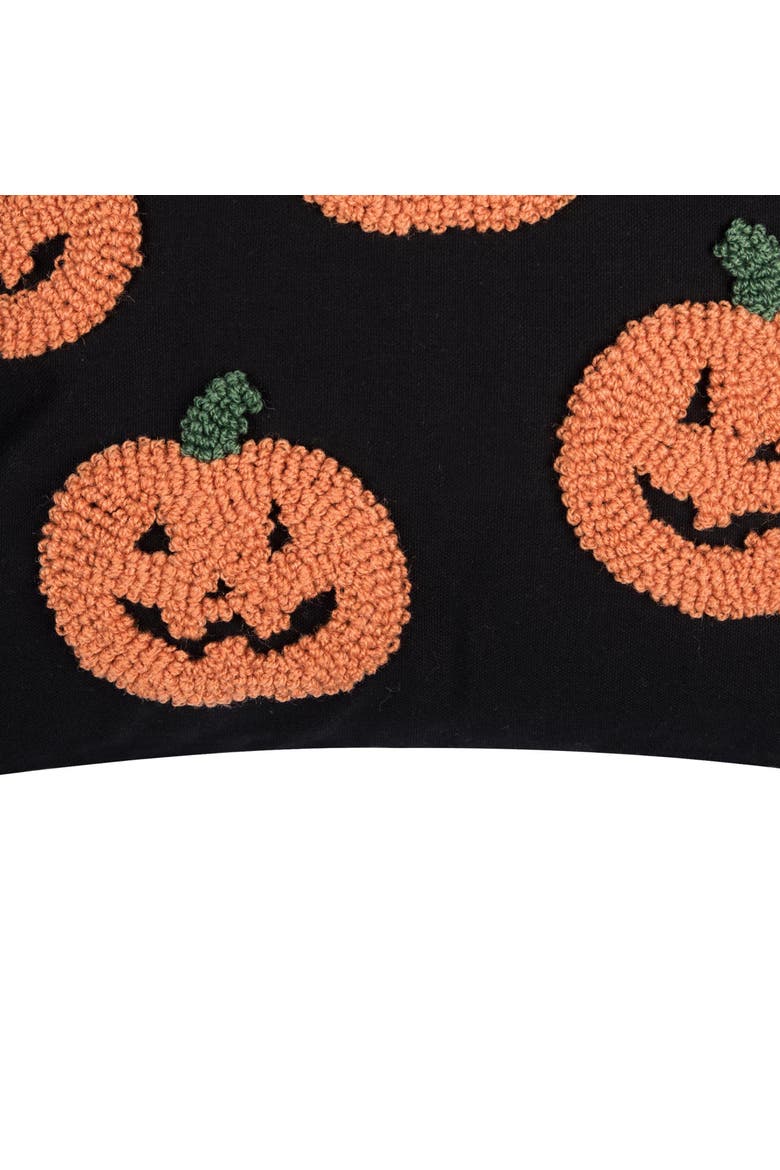 Pumpkin Party Jack O' Lanterns Hooked Halloween Accent Throw Pillow 18" x 18", Alternate, color, Orange