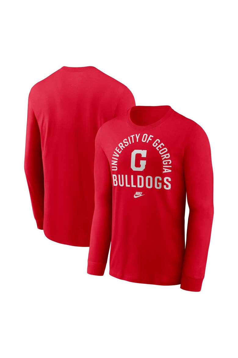 Men's Nike Red Georgia Bulldogs Legacy Arched Logo Long Sleeve T-Shirt, Main, color, Red