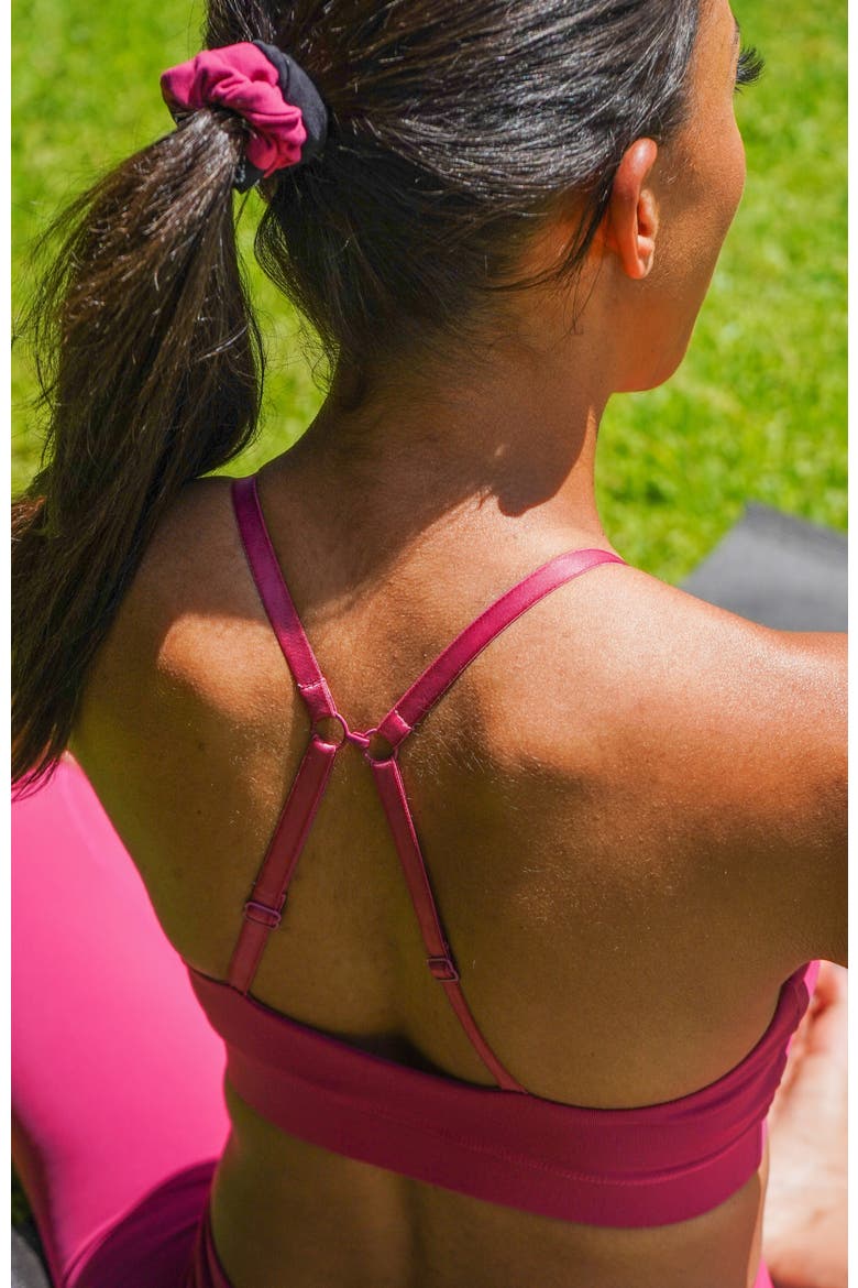 Uplift V Neck Sports Bralette, Alternate, color, Fuschia/Black