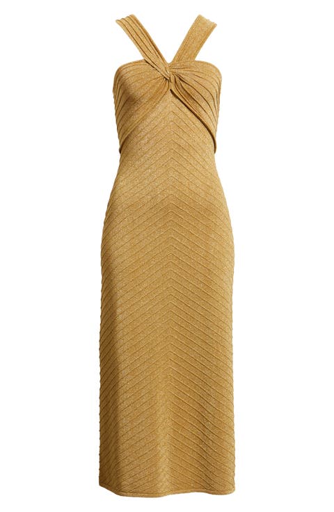 Talia Metallic Midi Knit Dress