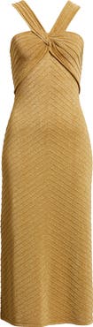 KOBI HALPERIN Talia Metallic Midi Knit Dress
