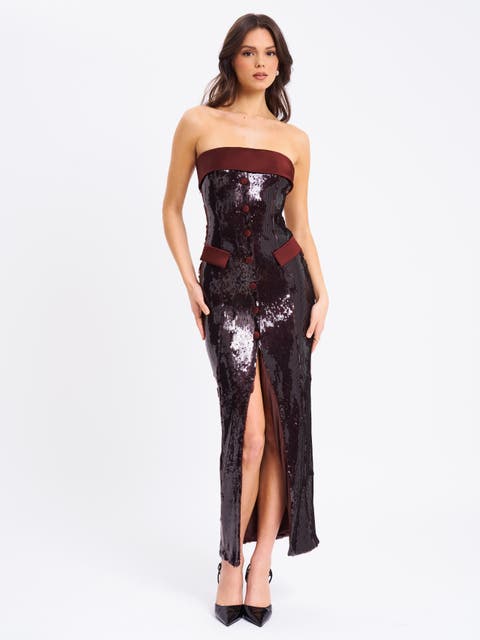 Qadira Sequin Maxi Pencil Dress