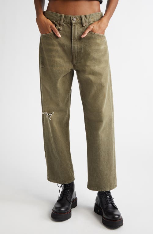 R13 Distressed X-boyfriend Ankle Jeans In Vintage Olive Drab