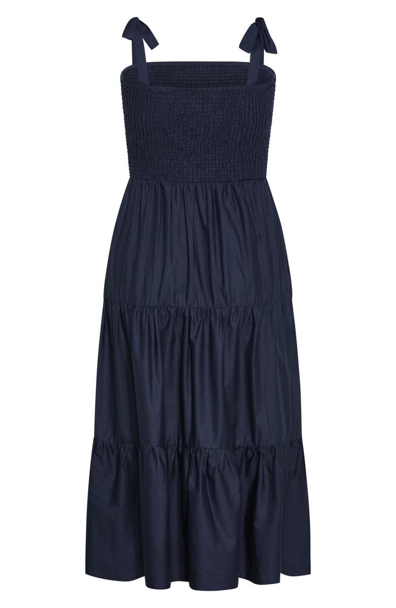 City Chic Haven Tiered Cotton Sundress, Alternate, color, French Navy
